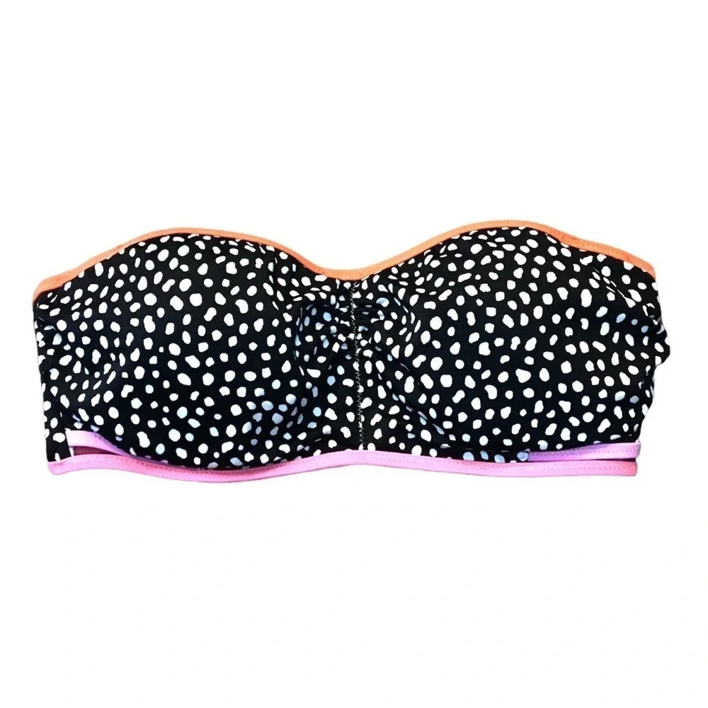 Victoria’s Secret Black Polkadot Strappy Bikini Top Women’s Size 34 B